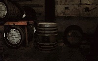 倉庫の樽たち